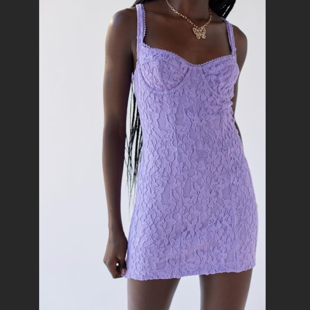 NWT Urban Outfitters Purple Lace Mini Dress